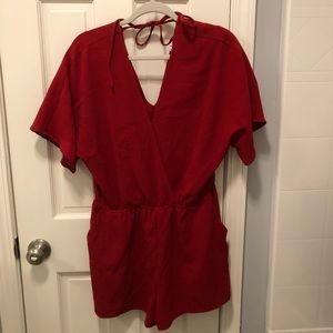 Red Romper with Pockets